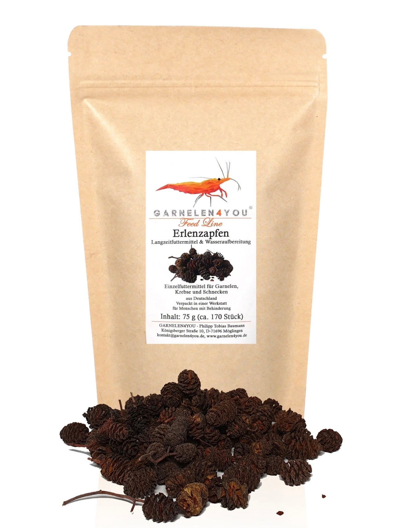 GARNELEN4YOU® Erlenzapfen | natürliche Wasseraufbereitung & Langzeitfuttermittel