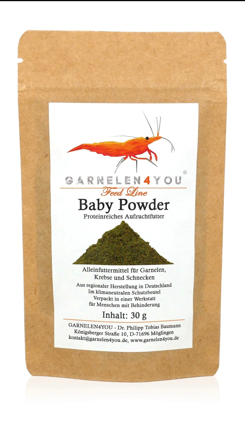 GARNELEN4YOU® Baby Powder | proteinreiches Aufzuchtfutter | Premium Staubfutter