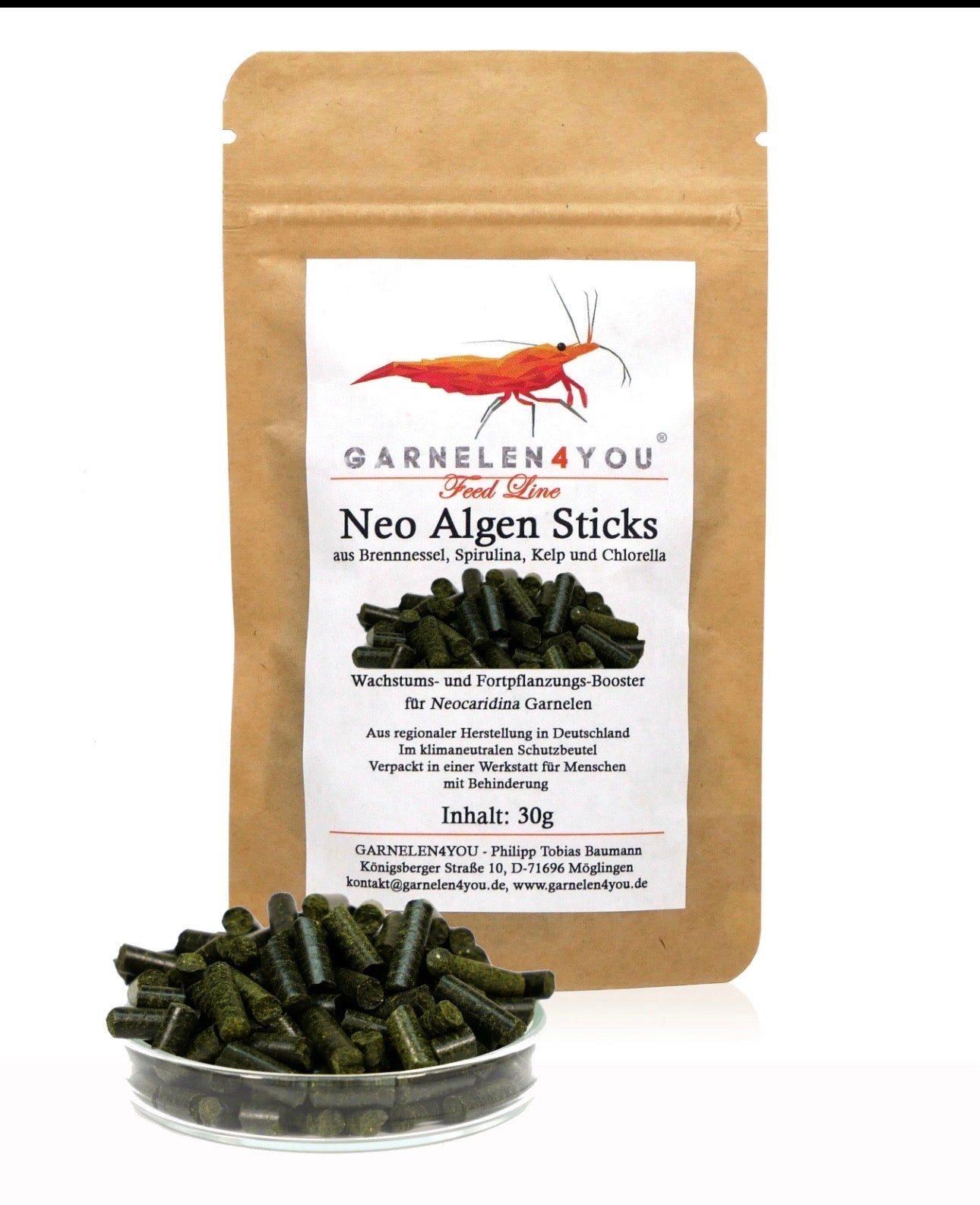 GARNELEN4YOU® Neo Algen Sticks | Wachstums- & Fortpflanzungs-Booster | Premium Garnelenfutter